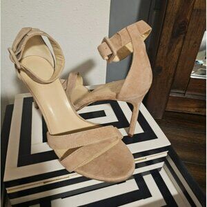 Banana Republic Beige Suede Ankle Strap Heels